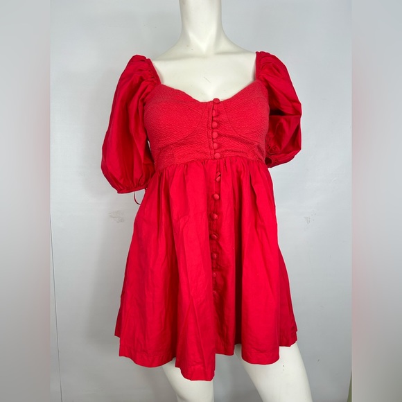 Anthropologie Maeve Puff Sleeved Sweetheart Mini Dress - Picture 2 of 6